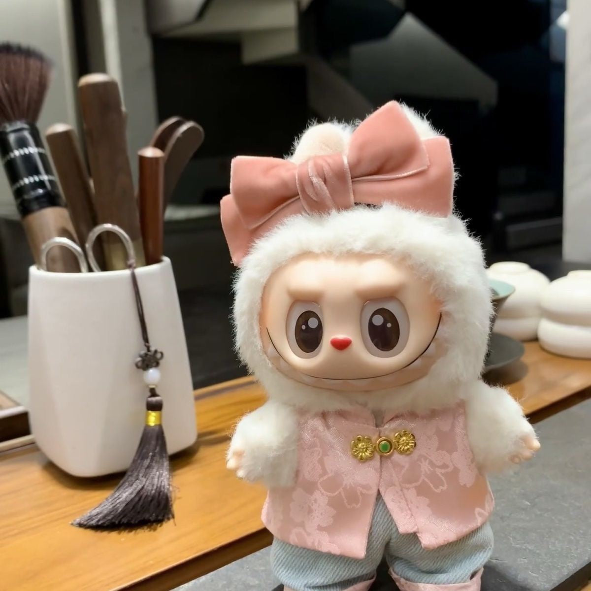 Pink Chinese-style suit—A18